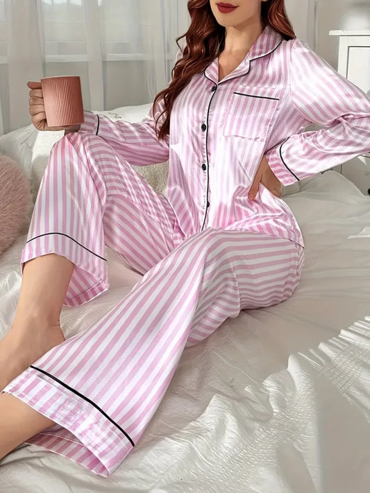 Autumn Winter Striped Pajamas Set