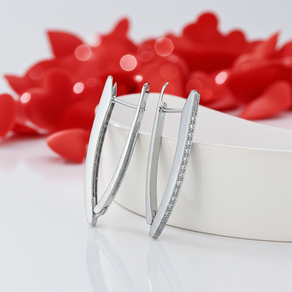 S925 AAA Zircon V Shaped Hoop Earrings