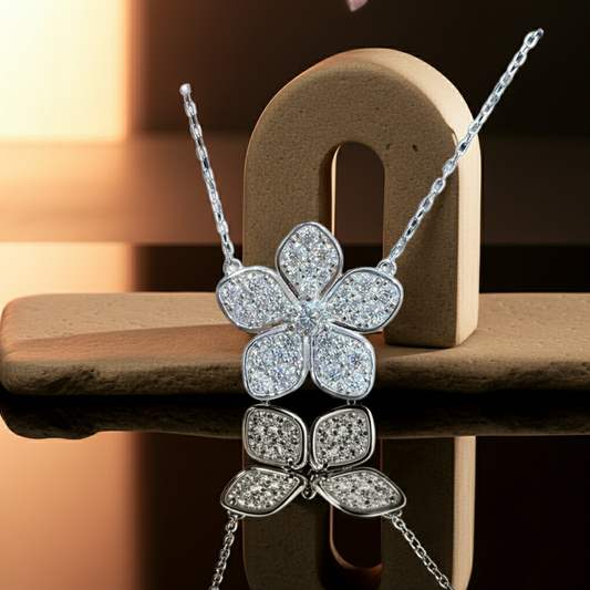 S925 Moissanite Flower Necklace For Charms