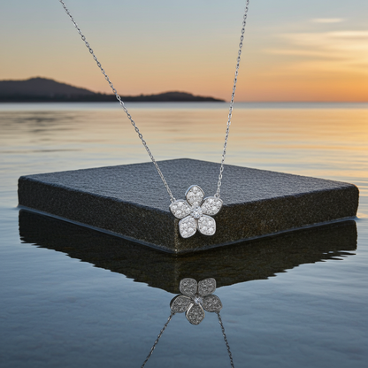 S925 Moissanite Flower Necklace For Charms