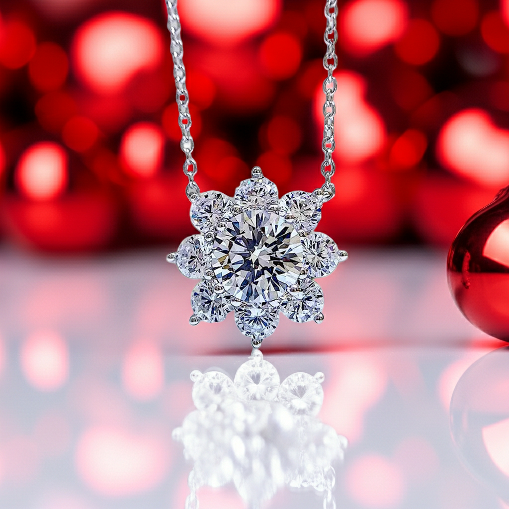 S925 Sunflower Necklace, 1 CT Moissanite
