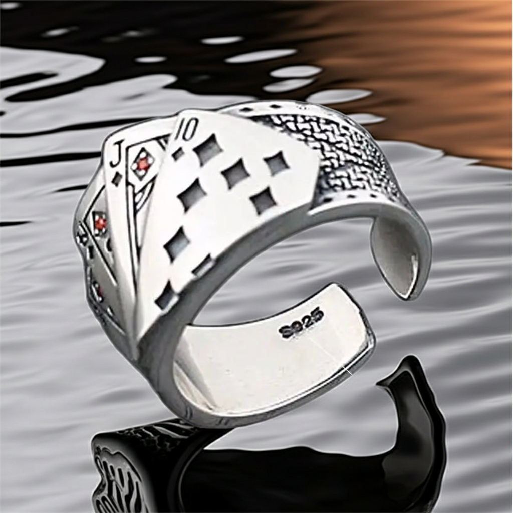 S925 Unique Poker Ring