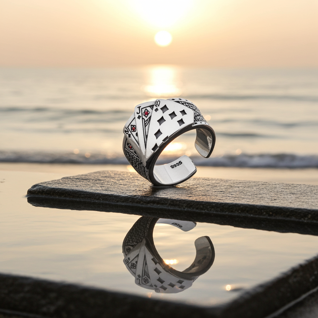 S925 Unique Poker Ring