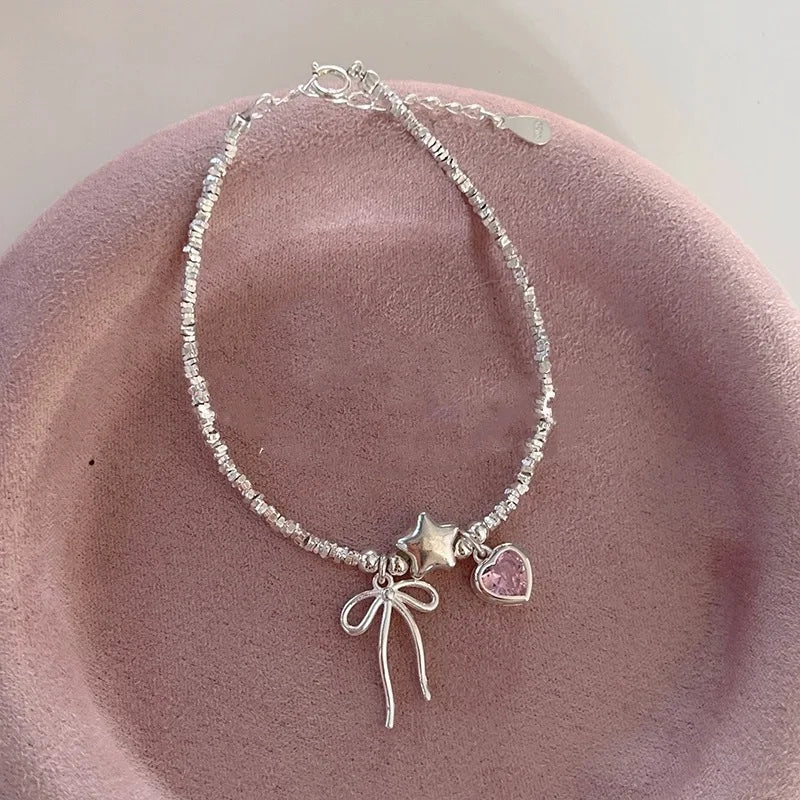 925 Sterling Silver Zircon Love Heart Bracelet