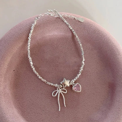 925 Sterling Silver Zircon Love Heart Bracelet