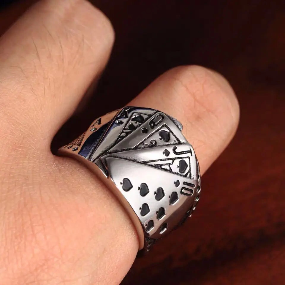 S925 Unique Poker Ring