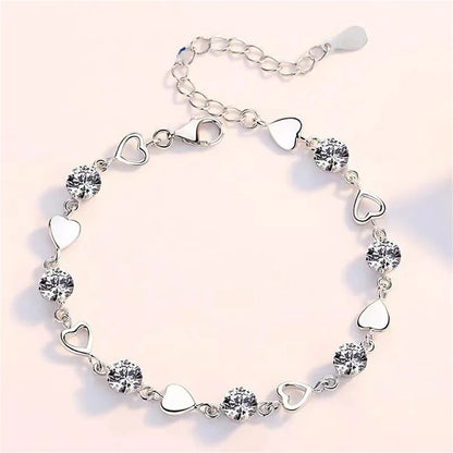 925 Sterling Silver Heart Necklace & Bracelet Set
