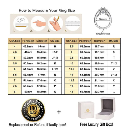 925 Sterling Silver GRA Certified Moissanite Rings