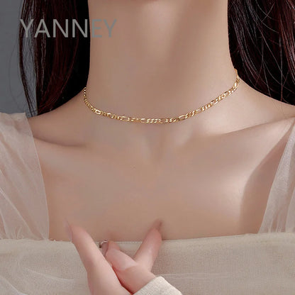 4mm 925 Silver 18K Gold Figaro Necklace