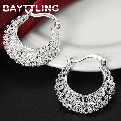 925 Sterling Silver Fine Hollow Round Hoop Earrings