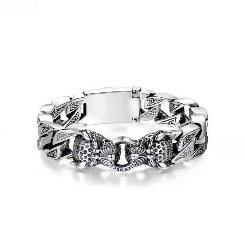 S925 Double Leopard Men's Bracelet