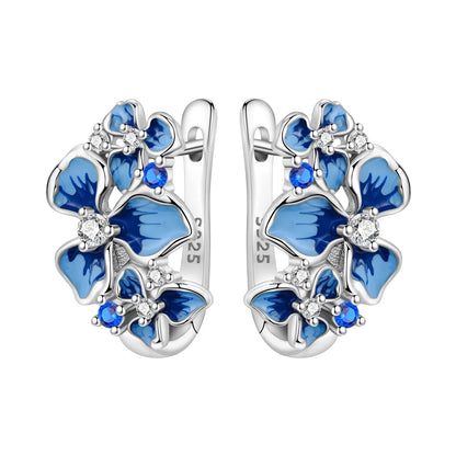 Original S925 Blue Iris Flower Earrings