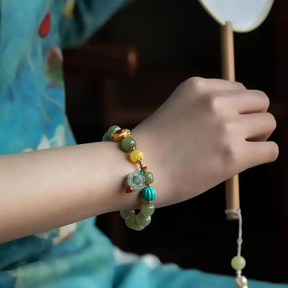 Natural Hetian Jade Saponite Blessing Bracelet