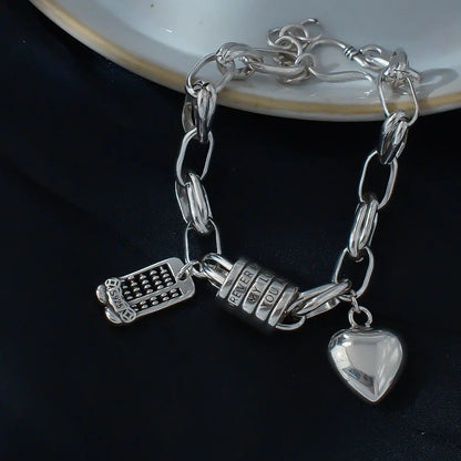 925 Sterling Silver Bracelets with Heart Charm