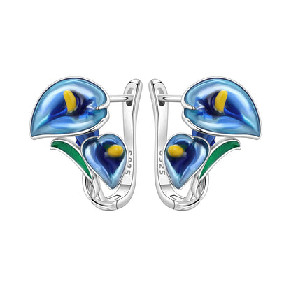 Original S925 Blue Iris Flower Earrings