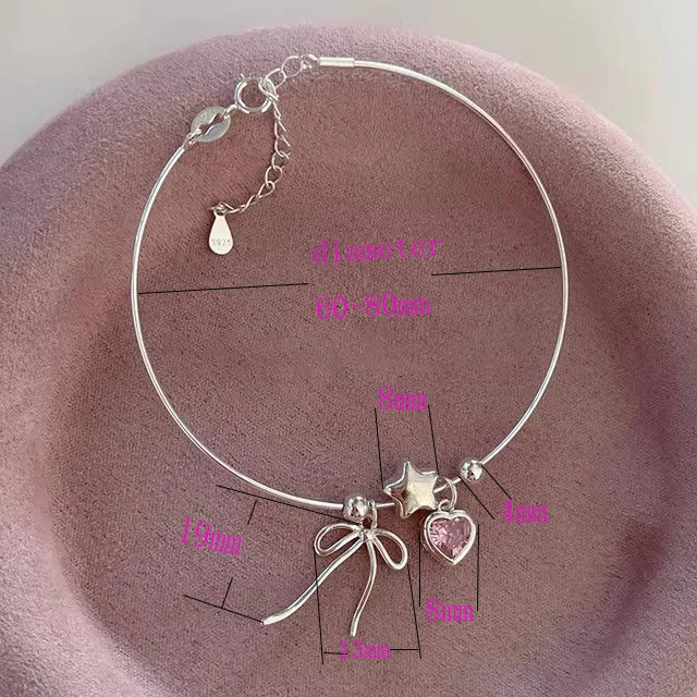925 Sterling Silver Zircon Love Heart Bracelet