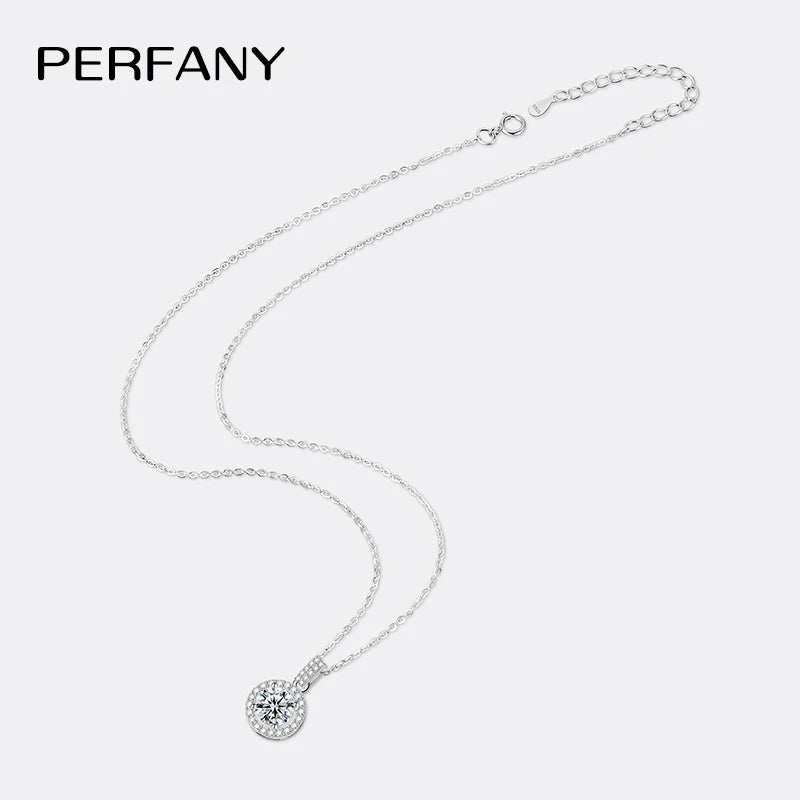 1-5CT Moissanite Necklace S925 Pure Silver Round