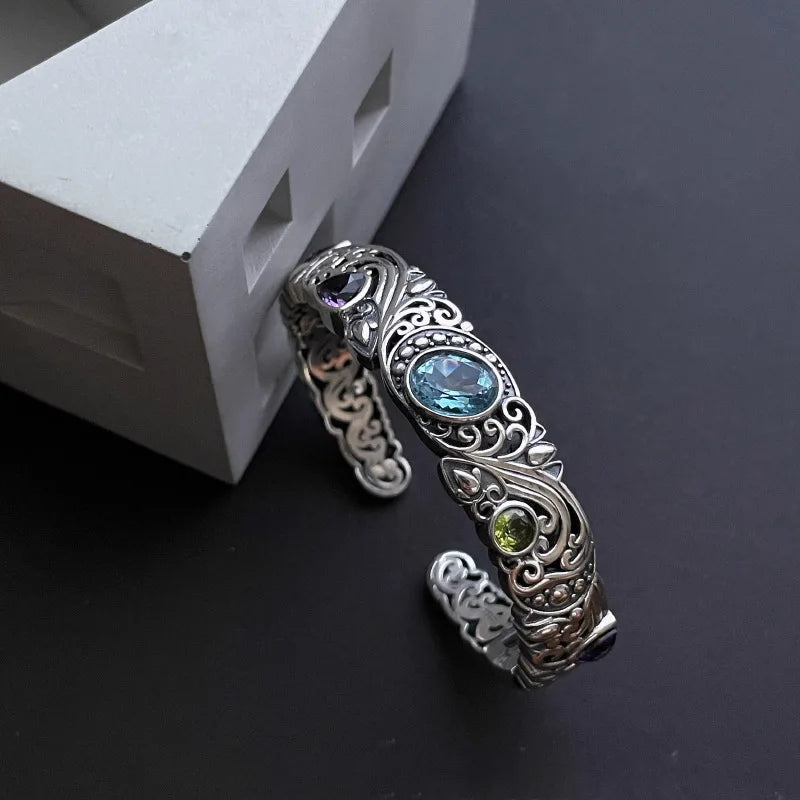 S925 Blue & Purple Gemstone Bracelet