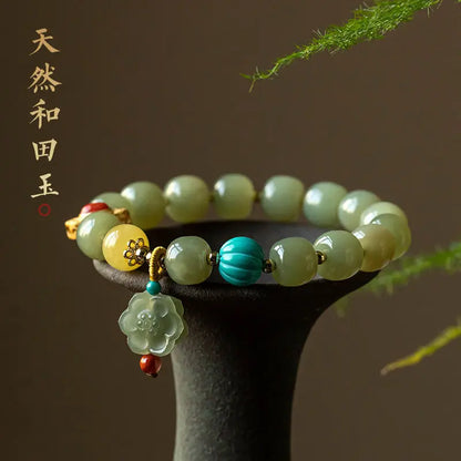 Natural Hetian Jade Saponite Blessing Bracelet