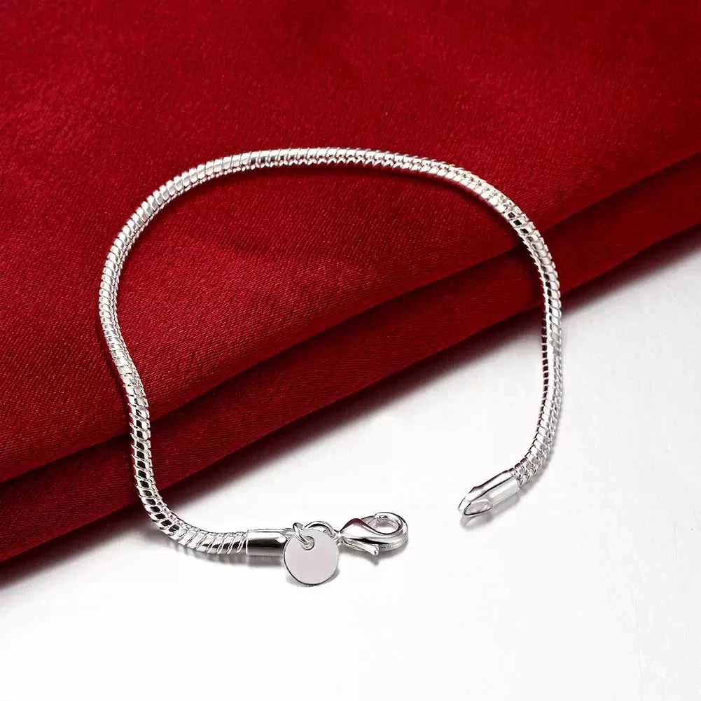 925 Sterling Silver Exquisite Solid Chain Bracelet