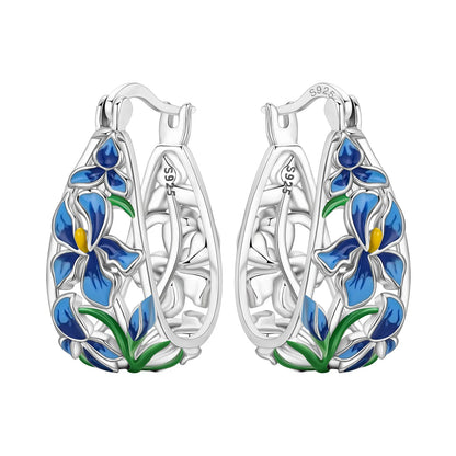 Original S925 Blue Iris Flower Earrings