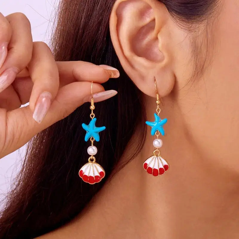 Beach Pearl Conch Shell Earrings