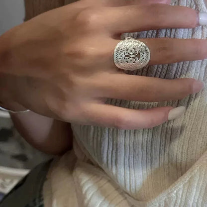 925 Sterling Silver Oval Flower Rings
