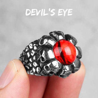 Devil Eye 316L Stainless Steel Skull Rings
