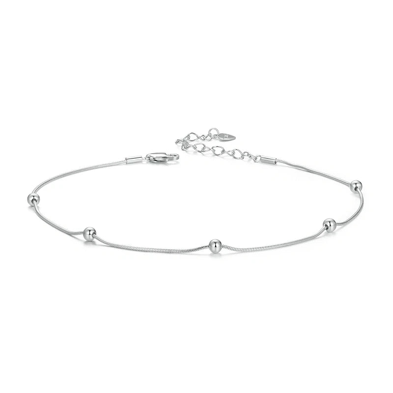 925 Sterling Silver Bead Anklet