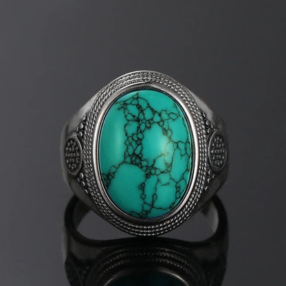 S925 Sterling Silver With Natural Turquoise Stone Rings