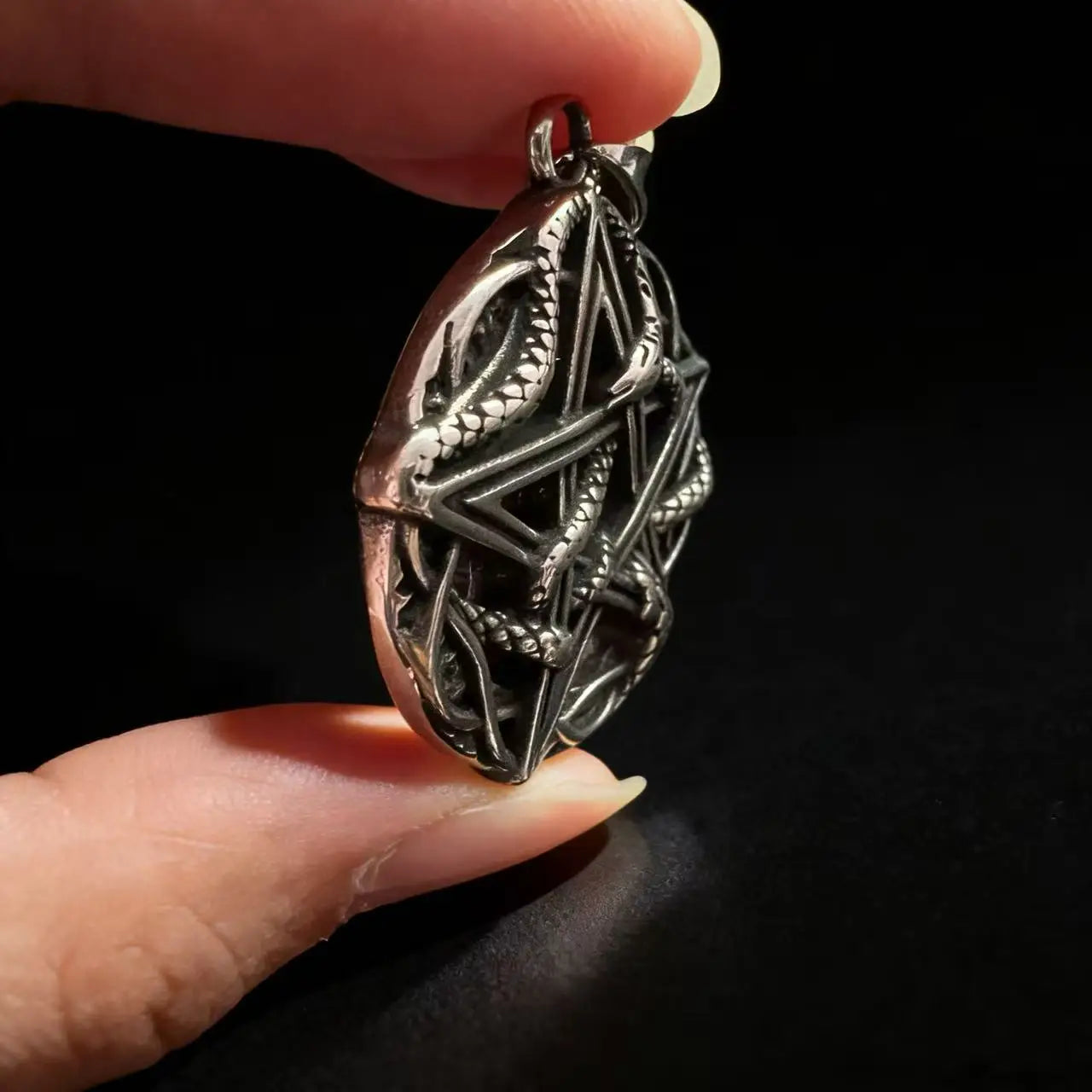 Pentagram Snake Entwined Mysterious Necklace