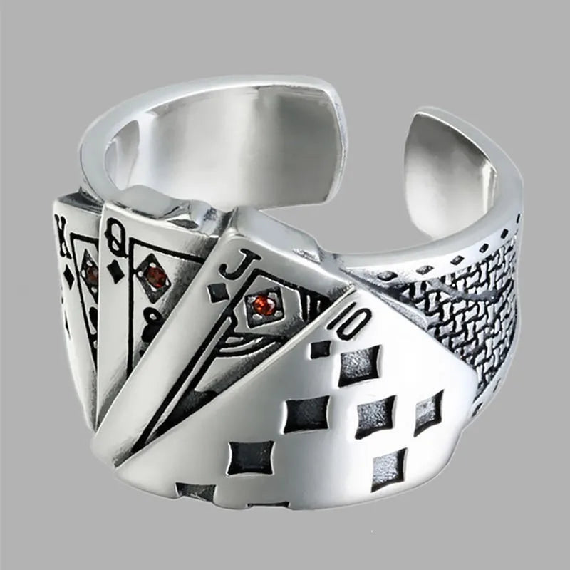 S925 Unique Poker Ring