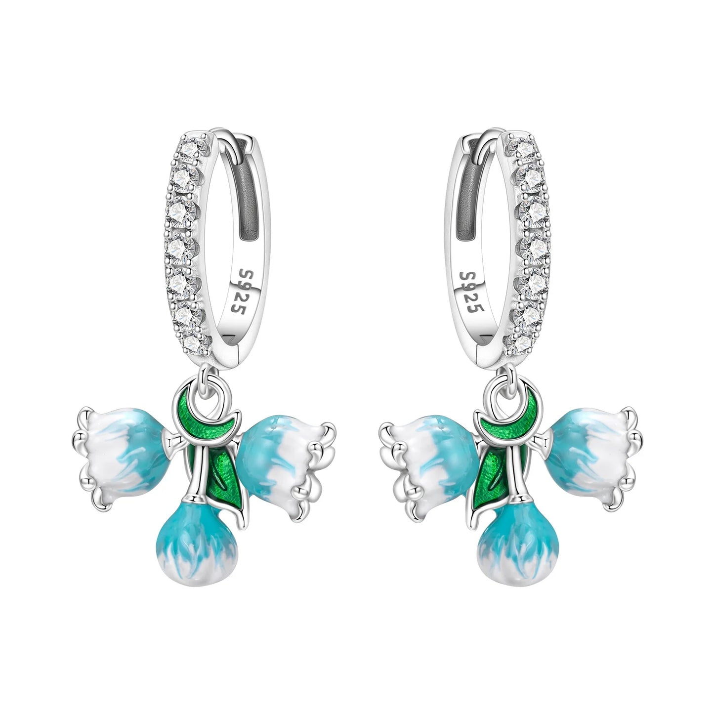 Original S925 Blue Iris Flower Earrings