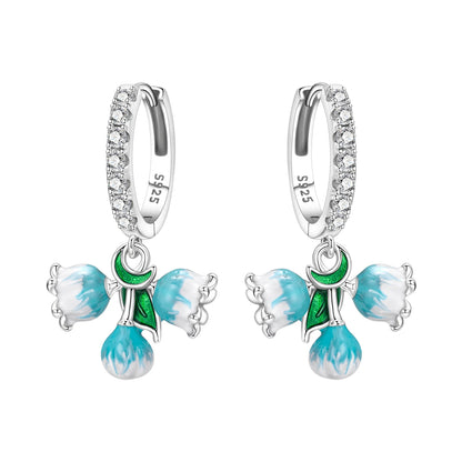 Original S925 Blue Iris Flower Earrings