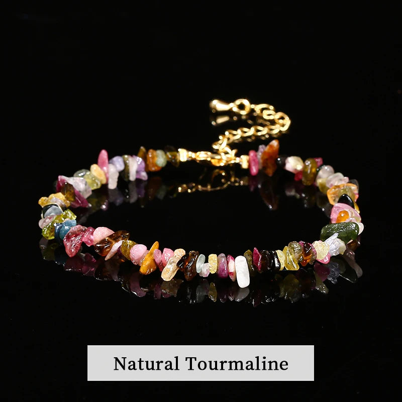 Amethyst Rock Quartz Crystal Stone Chip Bead Bracelet