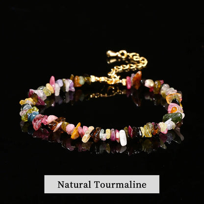 Amethyst Rock Quartz Crystal Stone Chip Bead Bracelet