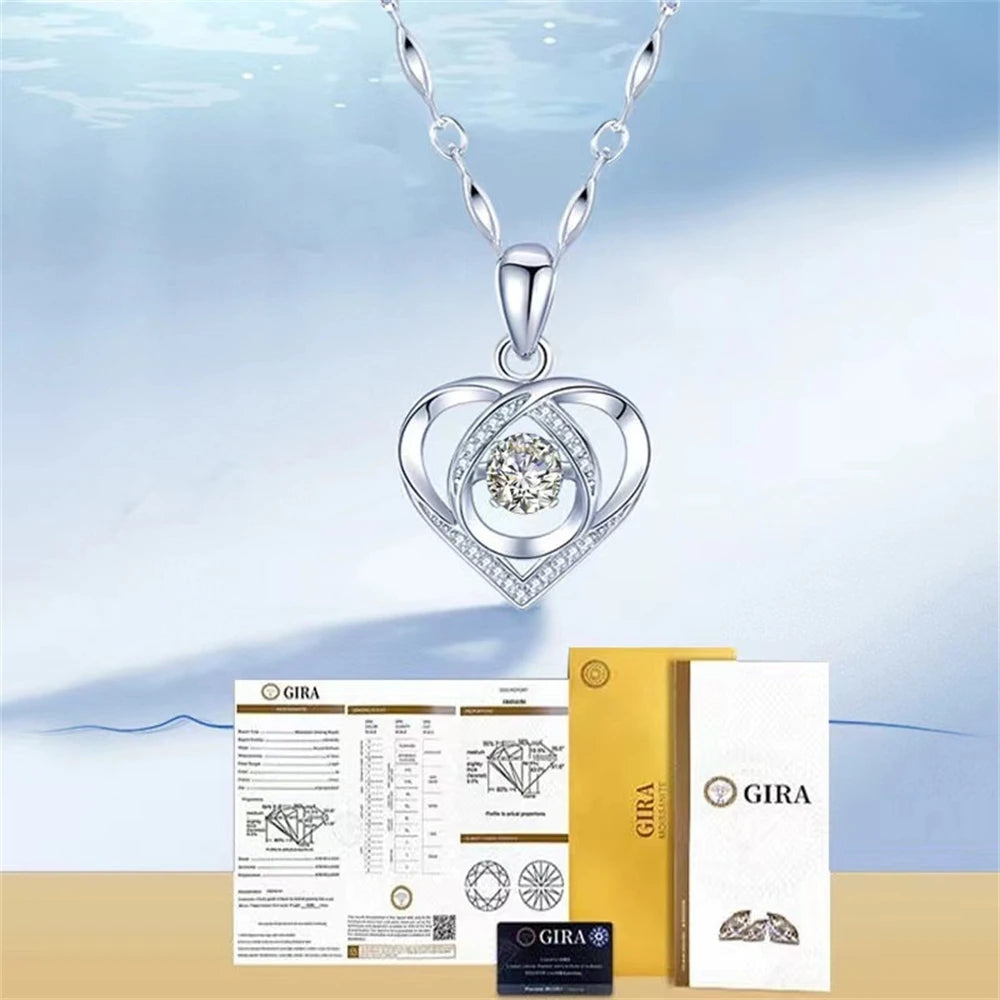 925 Sterling Silver Heart Necklace & Bracelet Set