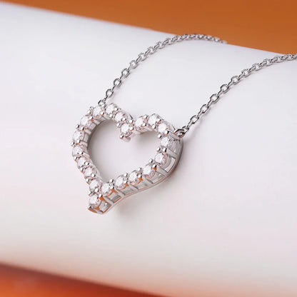 FEOBUR 2ct Moissanite Heart Pendant Necklace