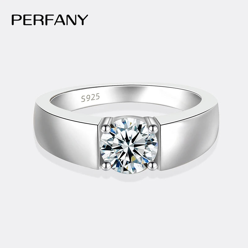 0.5/1CT Moissanite Ring for Men S925 Pure Silver