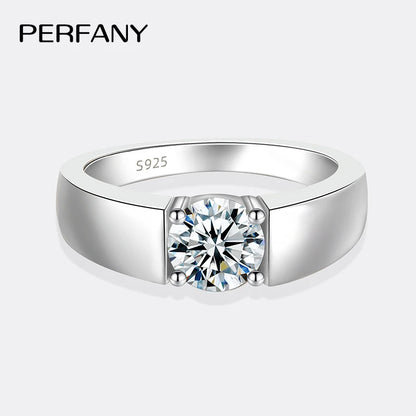 0.5/1CT Moissanite Ring for Men S925 Pure Silver