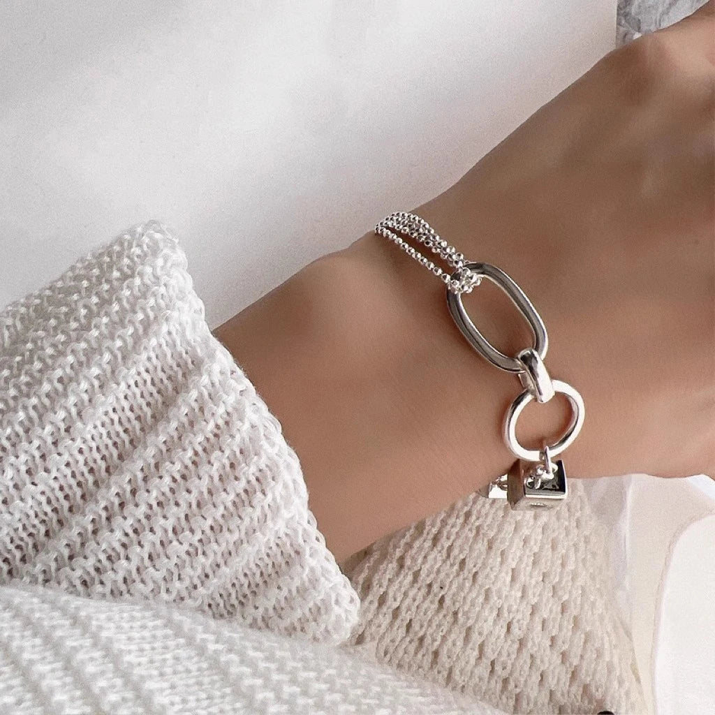 S925 Beaded Geometric Bracelet