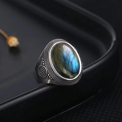Vintage S925 Sterling Silver Ring with Natural Moonstone Stone