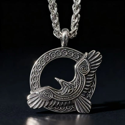 Celtic Art Crow Pendant Necklace