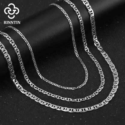 925 Sterling Silver Italian Flat Mariner Chain