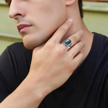 Vintage S925 Sterling Silver Ring with Natural Moonstone Stone