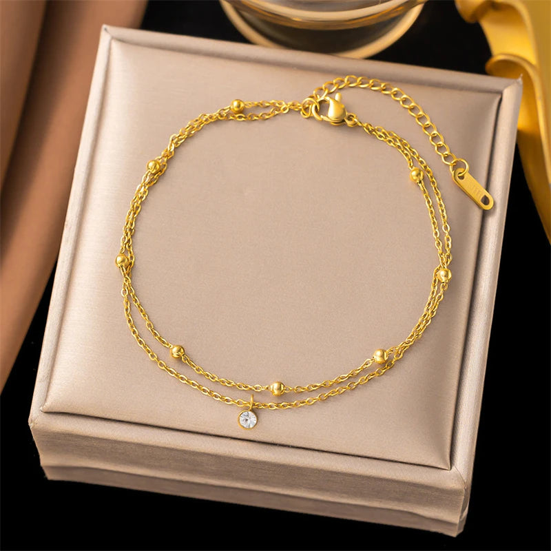 Stainless Steel Anklet 18K Gold-plated