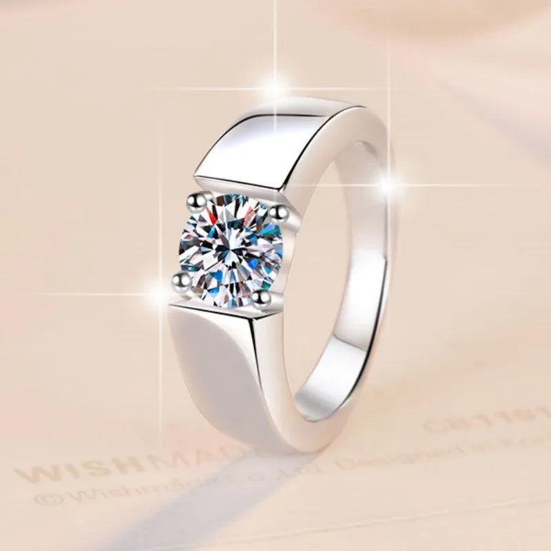S925 Real Moissanite 18K White Gold plated Ring