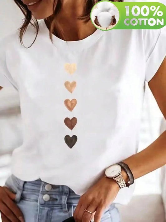 Heart Print Women's Fashion T-Shirt