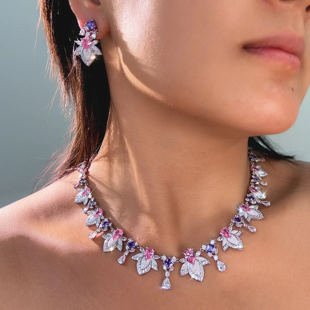 Elegant Colourful Cubic Zircon Enamel Fancy Set