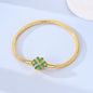 925 Sterling Silver Golden Four-Leaf Clover Snake Chain Bracelet